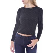 Gestudde stretch top met lange mouwen Guess , Black , Dames