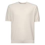 Zand Katoen Ronde hals T-shirt Korte mouwen Eleventy , Beige , Heren