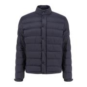 Nylon jas met ritssluiting en logopatch Moncler , Blue , Heren