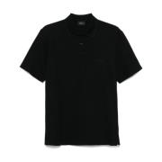 Zwarte knoopsluiting revers korte mouw polo Brioni , Black , Heren