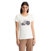 Bloemen Logo Katoenen T-shirt Liu Jo , White , Dames