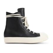 Zwarte Leren Sneakers Verhogen Stijl Rick Owens , Black , Heren