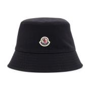 Gestikte emmerhoed met logopatch Moncler , Black , Dames