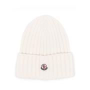 Geribbelde wollen muts in wit Moncler , White , Unisex