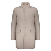 Geribbelde Kraag Wollen Jas Herno , Beige , Heren