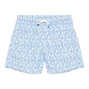 Polyester Zwemshorts met Elastische Riem Fedeli , Blue , Heren