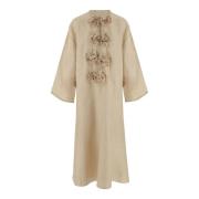 Zijden Roos Lange Mouw Jurk By Herenne Birger , Beige , Dames