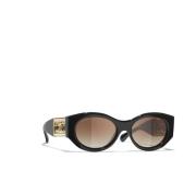 Bruin Verloop Zonnebril - Zwarte Frame Chanel , Black , Unisex