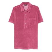 Katoenen Polo Shirt met Towelling Design Tom Ford , Pink , Heren