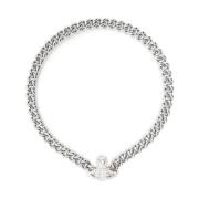 Orb Plaque Crystal Chain Necklace Vivienne Westwood , White , Dames