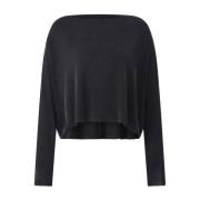 Elegante Top met Watervalhals en Lange Mouwen Drykorn , Black , Dames