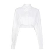 Kort katoenen overhemd met trekkoord Alexander Wang , White , Dames