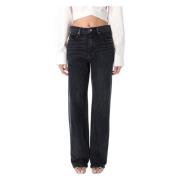 Relaxed Straight Geborduurde Zak Jeans Alexander Wang , Gray , Dames