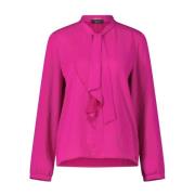 Blouse met strik en ruches Marc Cain , Pink , Dames