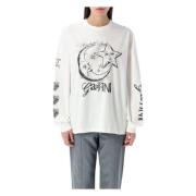 Maan Grafische Longsleeve T-shirt Ganni , White , Dames