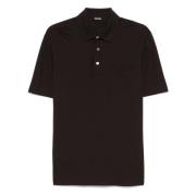 Katoenen poloshirt met 3 knopen Ermenegildo Zegna , Brown , Heren