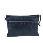 Pre-owned Leather clutches Balenciaga Vintage , Blue , Dames