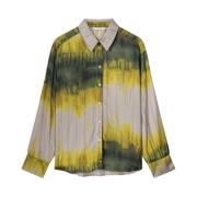 Tie Dye Stripe Blouse Lange Mouw Summum Woman , Multicolor , Dames