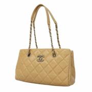 Pre-owned Leather chanel-bags Chanel Vintage , Beige , Dames