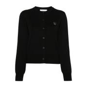 Zwarte Cardigan met opvallend vossenembleem Maison Kitsuné , Black , D...