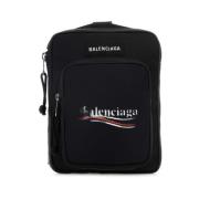 Logo Print Schoudertas Zwart Balenciaga , Black , Heren