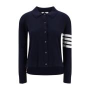 Polo Shirt met Contrasterende Knopen en Ribboorden Thom Browne , Blue ...