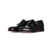 Leren Dubbele Monkstraps Santoni , Black , Heren