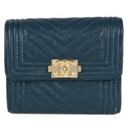 Pre-owned Leather wallets Chanel Vintage , Blue , Dames