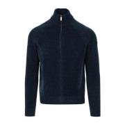 Chenille Turtleneck Trui met Ritssluiting RRD , Blue , Heren