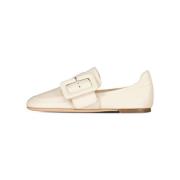 Stijlvolle leren loafers met gesp AGL , White , Dames