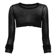 Zwarte Semi-Transparante Crop Top Lange Mouw Rick Owens , Black , Dame...