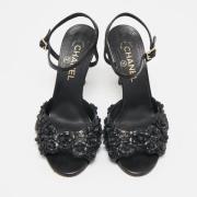 Pre-owned Leather sandals Chanel Vintage , Black , Dames