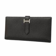 Pre-owned Leather wallets Hermès Vintage , Black , Dames