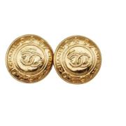 Pre-owned Metal earrings Chanel Vintage , Yellow , Dames