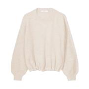 Puff Sleeve Wool Blend Sweater Summum Woman , Beige , Dames