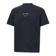 Navy Blue Katoenen T-shirt met Logo Emporio Armani , Blue , Heren