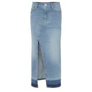 Blauwe denim lange rok met split Pinko , Blue , Dames