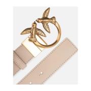 Love Birds Omkeerbare Leren Riem Pinko , Beige , Dames