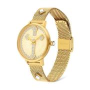 Gouden Roestvrij Stalen Kwarts Analoge Horloge Police , Yellow , Dames