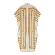 Jurk met Barocco Chain patroon Versace , Beige , Dames