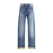 Barocco Patroon High Waist Jeans Versace , Blue , Heren