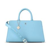 Elegante leren handtas met veelzijdige band Aigner , Blue , Dames