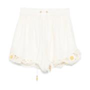 Bloemversierde shorts in ivoor wit Zimmermann , White , Dames