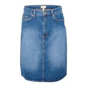 Blauwe Denim Rok met Zakken Part Two , Blue , Dames