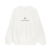 Monogram Jaci Oversized Sweatshirt Ivory Anine Bing , Beige , Dames