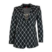 Zwarte Blazer met Logopatroon Hugo Boss , Black , Dames