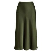 Groene Satijnen Charmeuse Midi Rok Ralph Lauren , Green , Dames