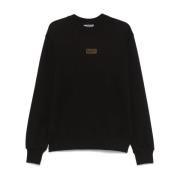 Zwarte Crew Neck Sweater Lange Mouwen Versace Jeans Couture , Black , ...