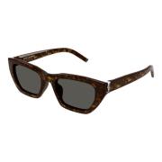 Klassieke Havana Grijze Zonnebril Saint Laurent , Brown , Dames