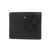 Pre-owned Leather wallets Chanel Vintage , Black , Dames